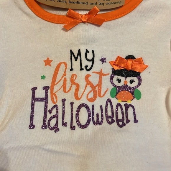 NWT-baby essentials-6M-Halloween 4 piece set.Bodysuit,skirt,headband,leg warmers - Picture 4 of 8